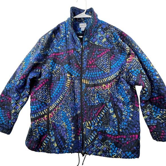 Chico's Jackets & Blazers - Chico's 3 Quilted Silk Bomber Jacket Women Size XL Full Zip Art to Wear Eclectic